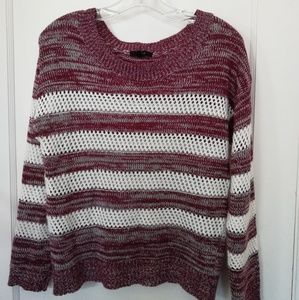 Red & White Eyelet Sweater